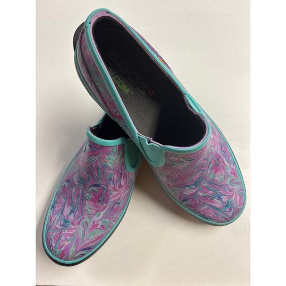 Bogs Women’s Patch Slip Marble Turquoise Waterproof Garden Rain Shoes Clogs - Picture 1 of 9